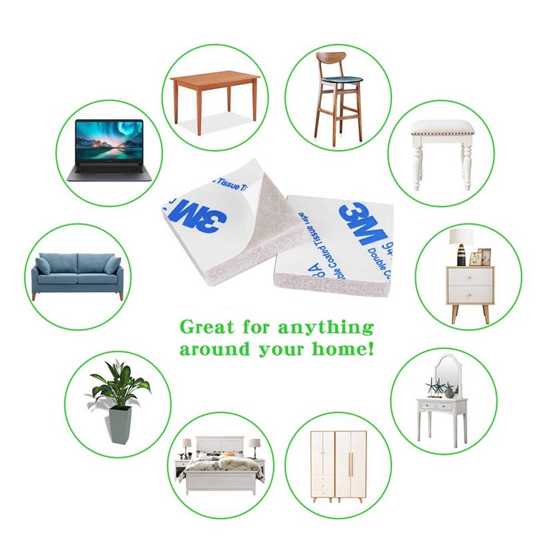 PremiFix Felt Furniture Pads Beige 1" 48Pieces Pack Square Self Adhesive Furniture Pads Anti Scratch Felt Pads Heavy Duty 5mm Thick Floor Protector for Chair Feet for Hardwood Floor - Image 3